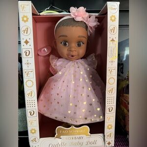 FAO Schwarz 14" Cuddle Baby Doll - Dark Brown Hair